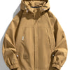 Men's Full Size Casual Zip Up Hooded Windproof Jacket Plus Size - Coffee