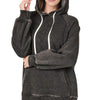 Zenana Acid Wash Fleece Hoodie with Drawstring - ASH BLACK