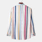 Men's Striped Button-Down Long Sleeve Shirt - Farnelli
