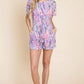 BOMBOM Print Short Sleeve Romper with Pockets - Farnelli