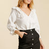 Umgee Linen Blend Button Down Skirt with Pockets - Black