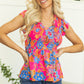 Zaniyah Floral Smocked Ruffle Trim Flutter Sleeve Blouse - Farnelli