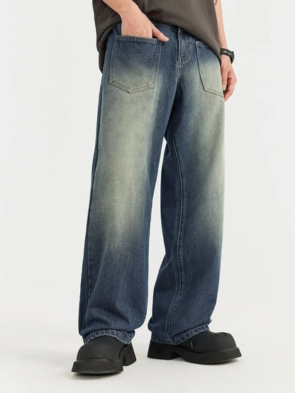 Men's Vintage Wash Wide Leg Jeans - Farnelli