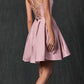 CLEARANCE - Juliet 852 Caged-Back Homecoming Short Dress with Pockets (Size Small)