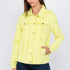 American Bazi Distressed Back Button Down Denim Jacket - Lime/Neon Yellow