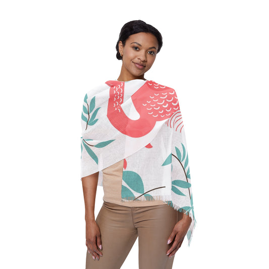 Flamingo Light Scarf - Tropical Summer Accessory, Beach Cover-Up, Gift for Her, Floral Scarf, Vacation Essential
