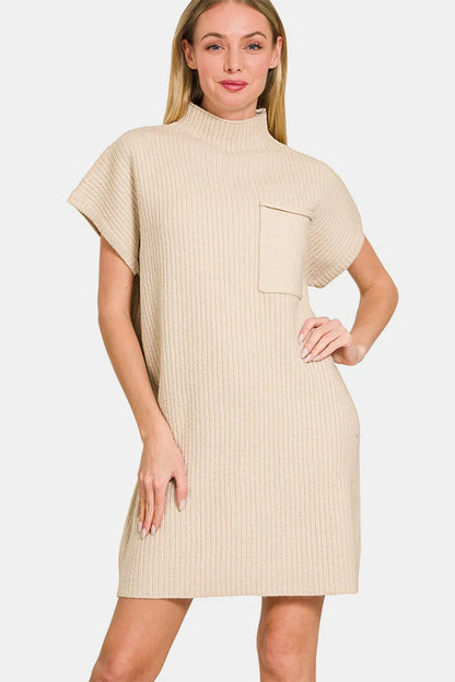 Zenana Short Sleeve Sweater Mini Dress - Farnelli