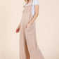 BOMBOM Knot Straps Wide Leg Ribbed Overalls with Pockets - Farnelli