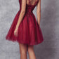 Juliet 857 Embroidered Top Short A-line Glitter Dress