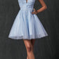 Juliet 857 Embroidered Top Short A-line Glitter Dress