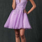 Juliet 857 Embroidered Top Short A-line Glitter Dress