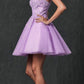 Juliet 857 Embroidered Top Short A-line Glitter Dress