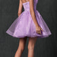 Juliet 859 Short Floral Applique Glitter Tulle A-Line Dress
