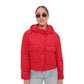 Studded Light Demi-Season Hooded Cropped Jacket in Red