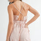 MABLE Washed Fabric Spaghetti Strap Waist Belted Jumpsuit - Farnelli