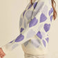 Heart Ribbed Hem Long Sleeve Sweater - Farnelli
