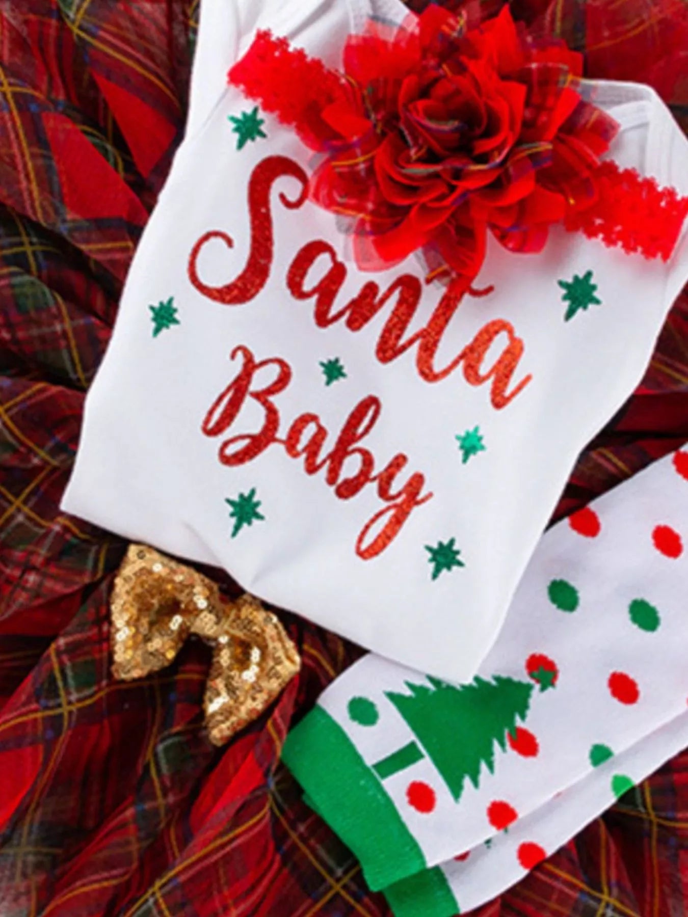 Children's Christmas Santa Baby 4 Piece Outfit Set - Farnelli