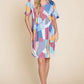 BOMBOM Ruched Color Block Short Sleeve Dress - Farnelli