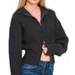Zenana Ribbed Collared Zip Up Sweater Cardigan - Farnelli