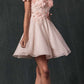 Juliet 861 Floral Embroidered Glitter Mesh Short A-Line Dress
