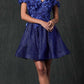 Juliet 861 Floral Embroidered Glitter Mesh Short A-Line Dress