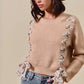 SO ME Checkered Plaid Tape Lace Up Ribbed Sweater - Farnelli