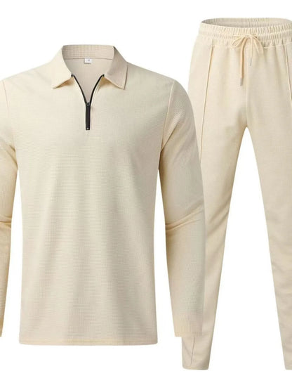 Men's Full Size Long Sleeve Top and Pants Set Plus Size - Farnelli