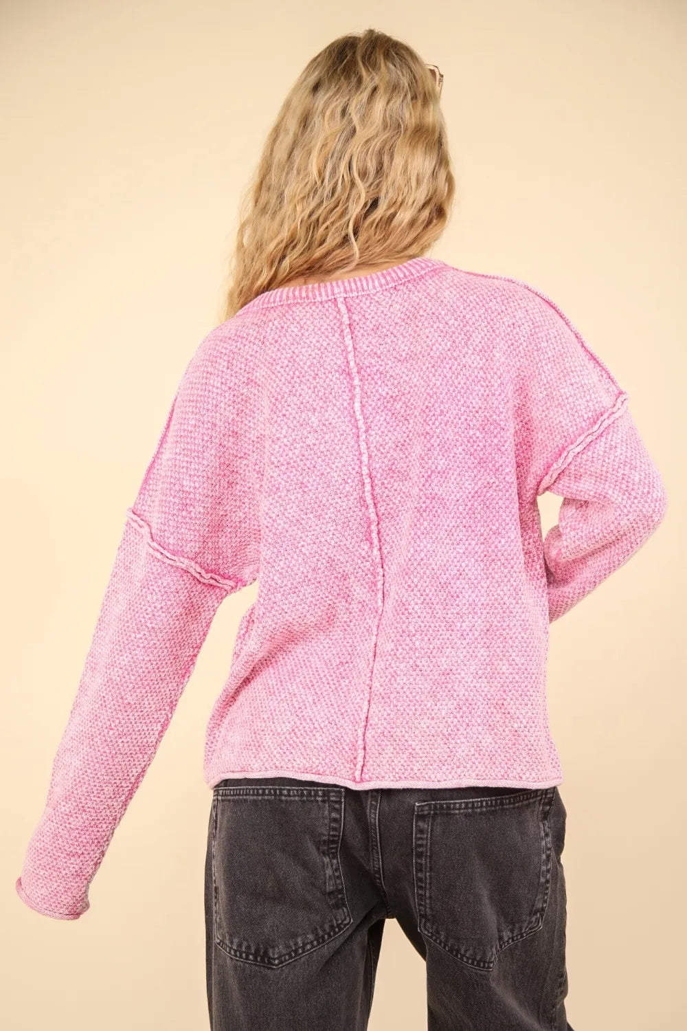 VERY J Mineral Washed Exposed Seam Sweater - Farnelli