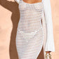 Openwork Square Neck Flare Sleeve Cover-Up Dress - Farnelli