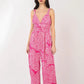 VERY J Printed Pleated Sleeveless Wide Leg Jumpsuit - Farnelli