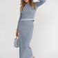 Scalloped Knit Top- Baby Blues