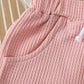 Children's Honey Flower Waffle Knit Tee and Shorts Set - Farnelli