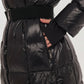 Cyrus Genuine Fur Trim Down Fill Coat in Black