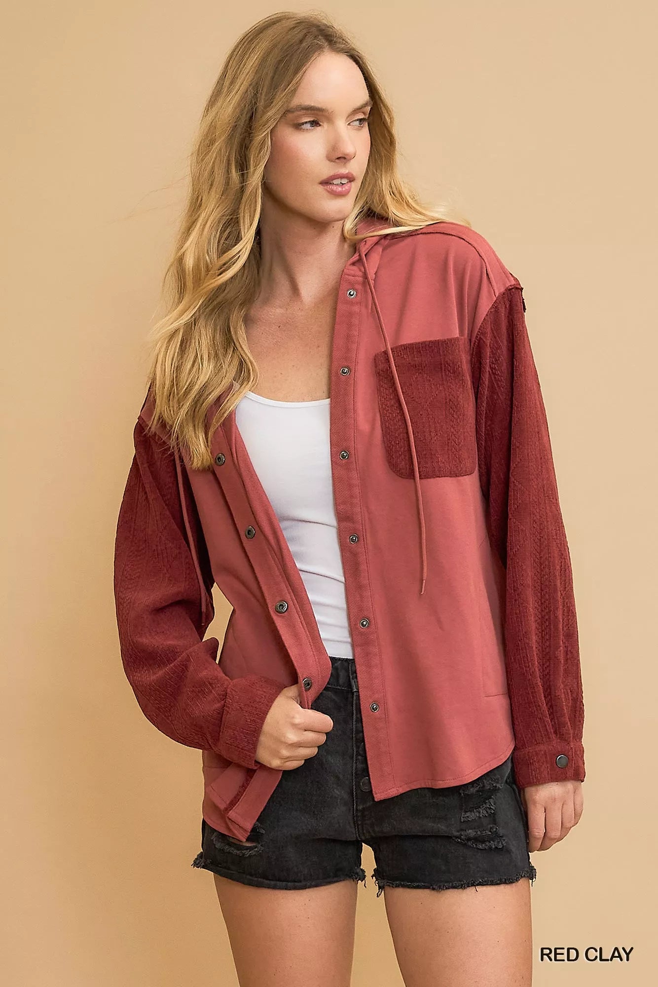Umgee Washed French Terry Shacket - Farnelli
