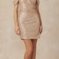 Juliet 868 Sequin Fitted Off The Shoulder Short Dress