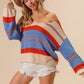 BiBi Multi Color Stripe Scoop Neck Sweater - Farnelli