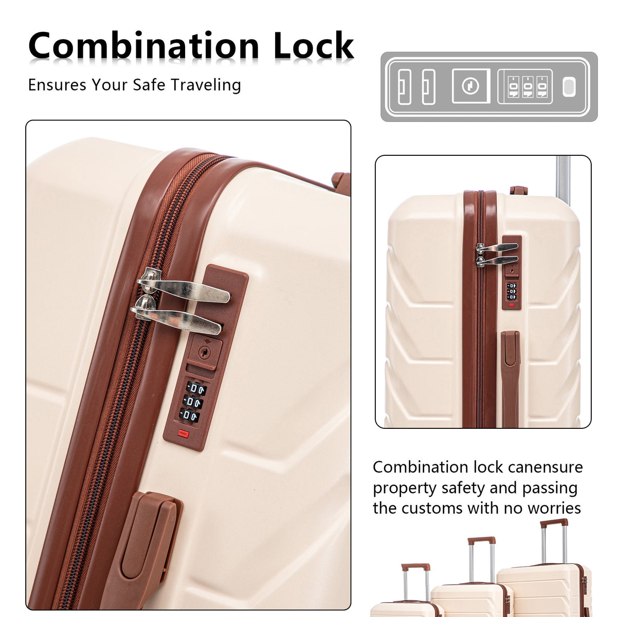 HouseOfZazla 3-piece spinner wheel luggage set with combination locks Erotiske
