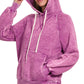 Zenana Acid Wash Fleece Hoodie with Kangaroo Pocket - Farnelli