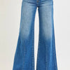 RISEN Full Size Mid Rise Wide Leg Jeans with Flared Look Plus Size - MEDIUM