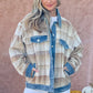 And The Why Full Size Washed Denim Detail Brushed Plaid Jacket - Farnelli