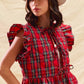 SO ME Christmas Holiday Plaid Ruffled Quilt Vest Top - Farnelli
