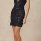 Juliet 870 Fully Sequin-Print Elegant Homecoming Short Dress