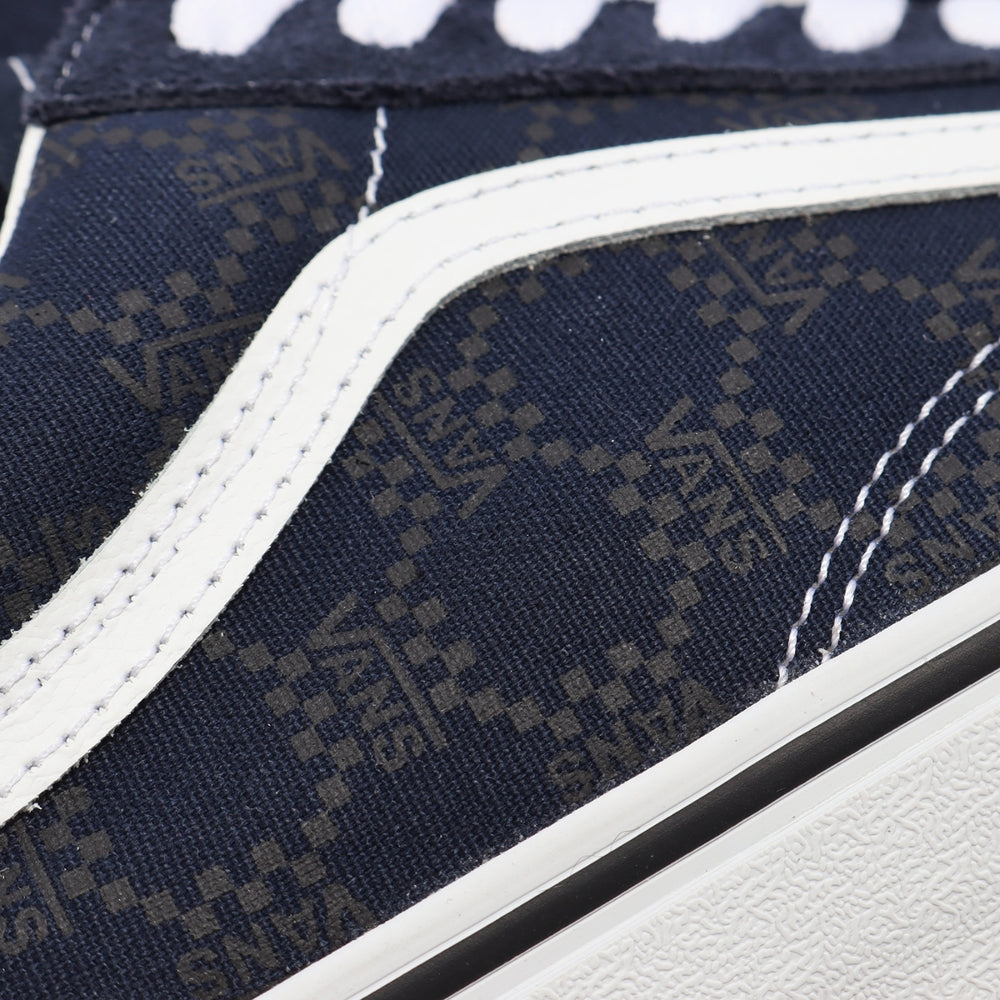 Vans men's Old Skool sneakers in Parisian Night Monogram design, casual footwear with signature side stripe and stylish details.