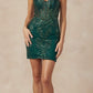 Juliet 874 Embroidered Sequins Fitted Cocktail Dress Corset Bodice Sweetheart