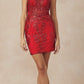 Juliet 874 Embroidered Sequins Fitted Cocktail Dress Corset Bodice Sweetheart
