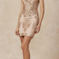 Juliet 874 Embroidered Sequins Fitted Cocktail Dress Corset Bodice Sweetheart