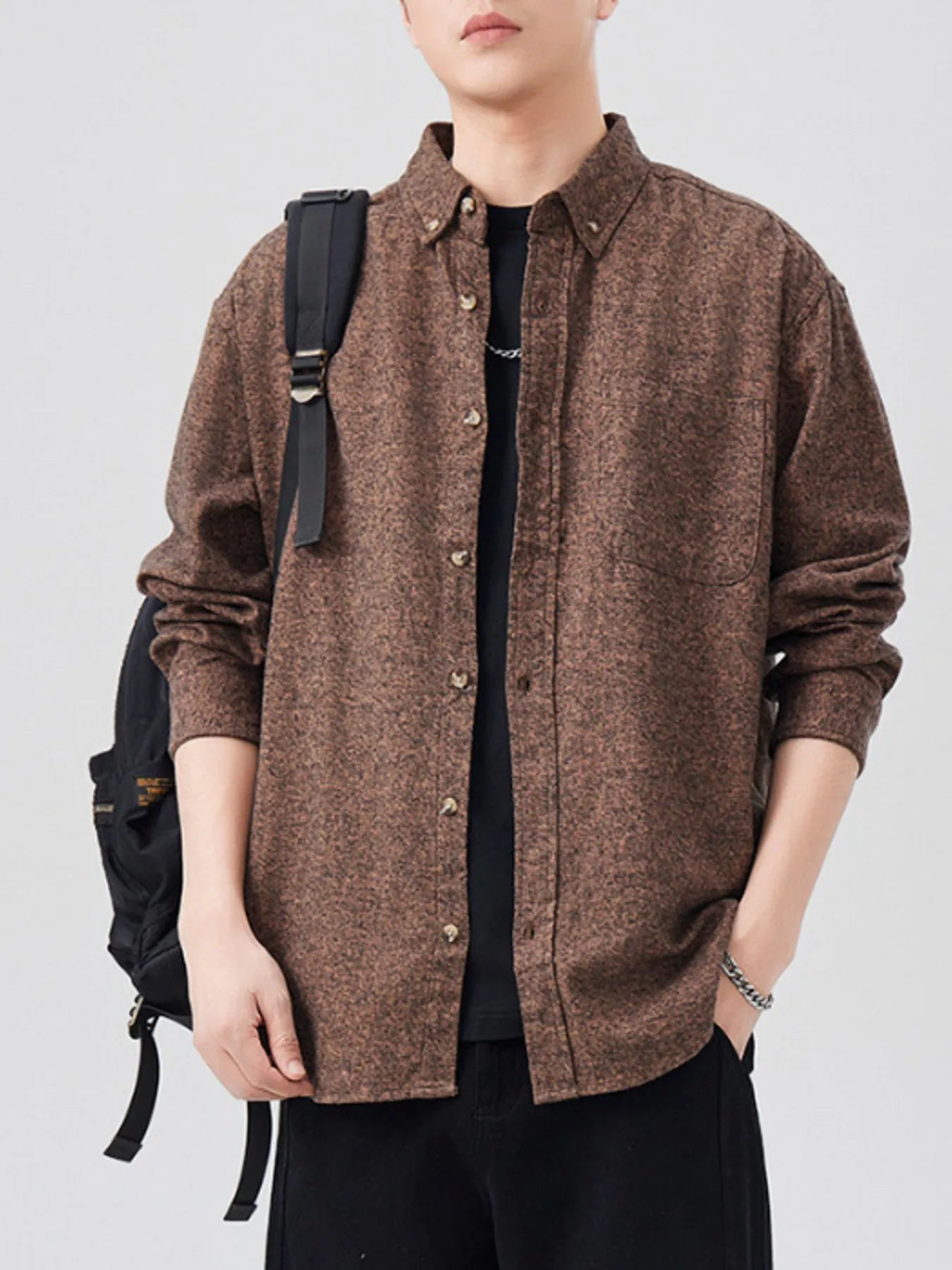Men's Plus Size Button Up Long Sleeve Shirt - Farnelli
