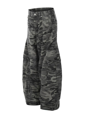 Men's Camouflage Cargo Wide Leg Jeans - Farnelli