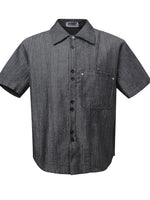 Men's Textured Button-Down Shirt with Front Pocket - Farnelli