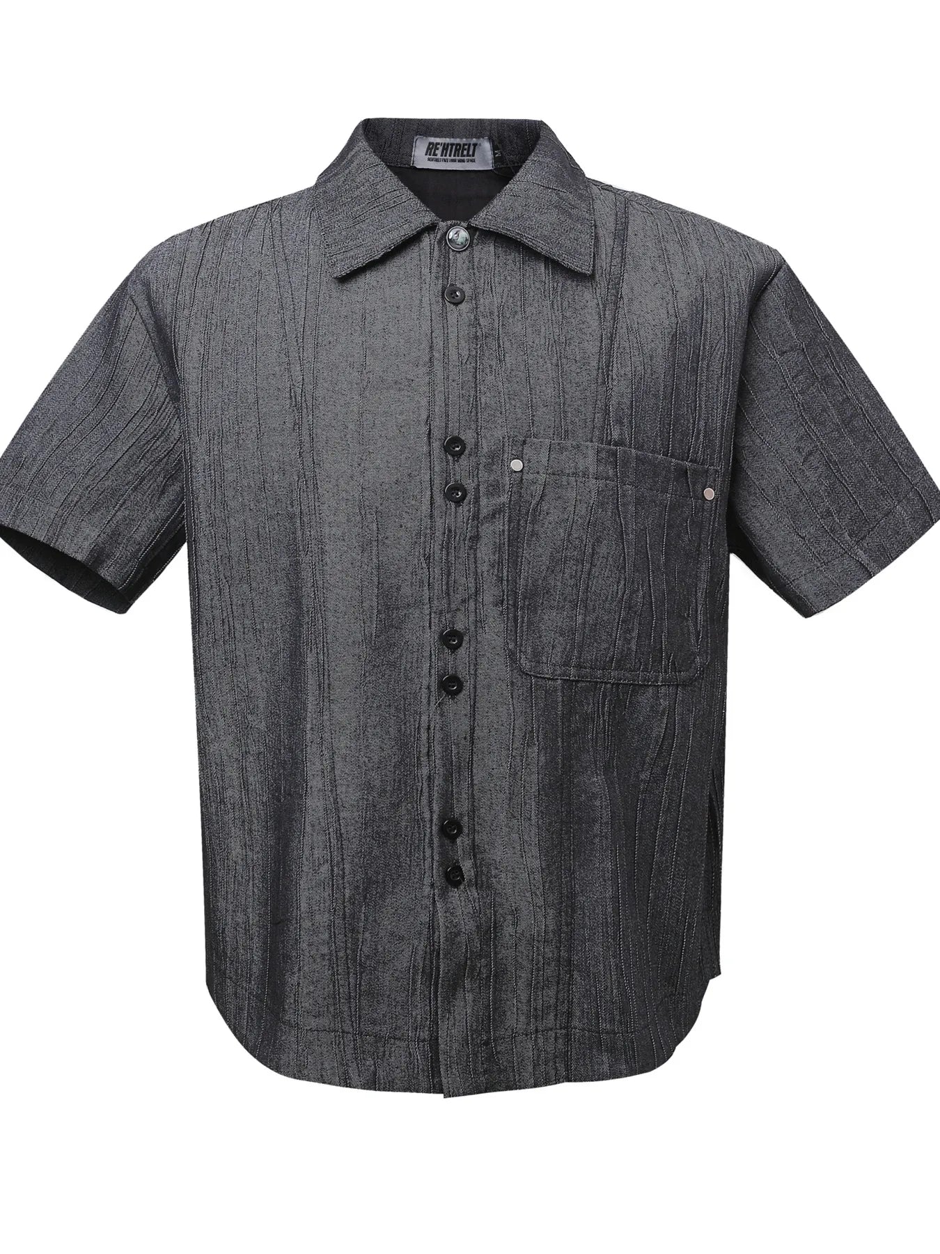 Men's Textured Button-Down Shirt with Front Pocket - Farnelli